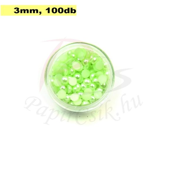 Plastové koráliky polkruh, svetlo zelená (3mm, 100 ks)