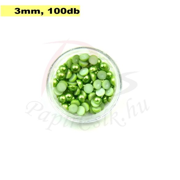 Plastové koráliky polkruh, machovo zelená (3mm, 100 ks)