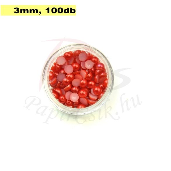 Plastové koráliky polkruh, červená (3mm, 100 ks)