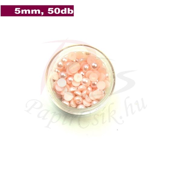 Plastové koráliky polkruh, svetlo ružová (5mm, 50 ks)