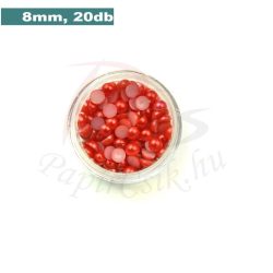 Plastové koráliky polkruh, červená (8mm, 20 ks)
