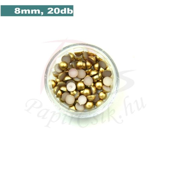 Plastové koráliky polkruh, zlatá (8mm, 20 ks)