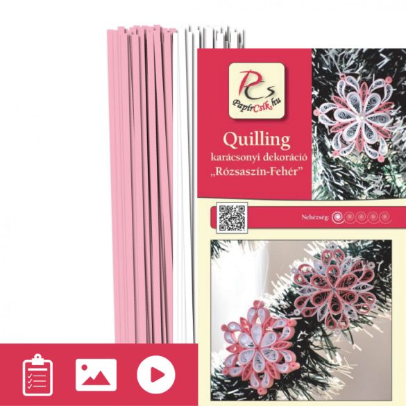 Ružovo-biela - Quilling vzor (200 prúžkov a popis s obrázkami)
