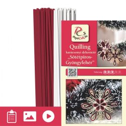  Tmavočervená-Biela perleť - Quilling vzor (200 prúžkov a popis s obrázkami)