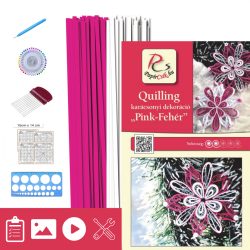 Pink-biela - Quilling vzor (200 prúžkov a popis, pomôcky)